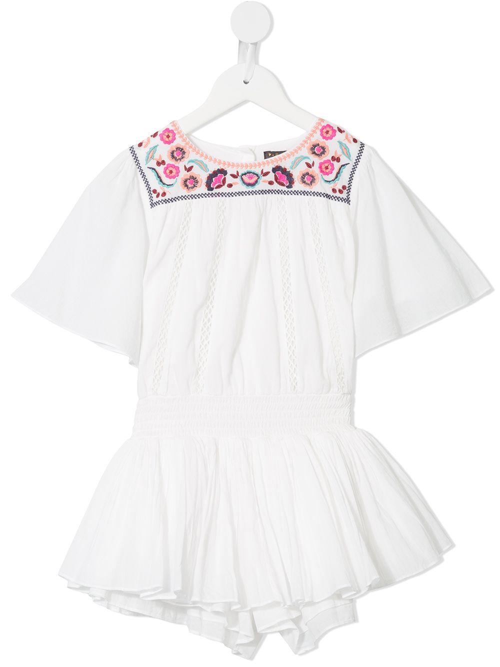 Shop Velveteen Blair Floral Embroidered Playsuit In White