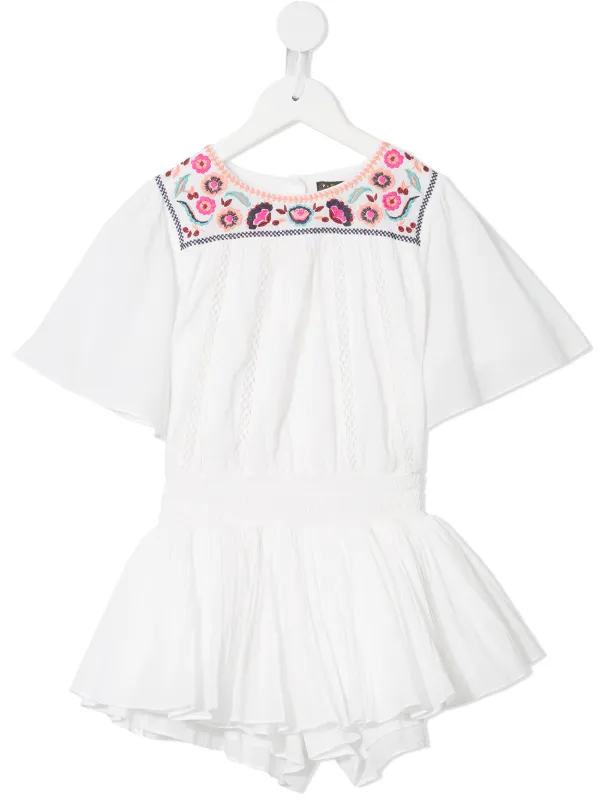 white embroidered playsuit