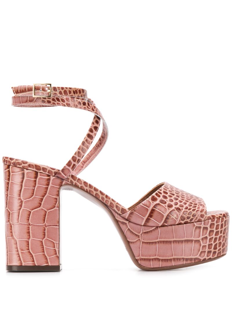 Shop L'autre Chose Croc-effect 100mm Platform Sandals In Pink