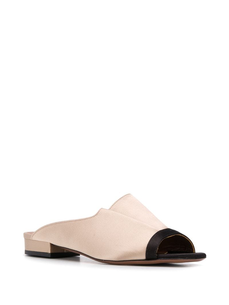 Shop L'autre Chose Two-tone Peep-toe Slides In Neutrals