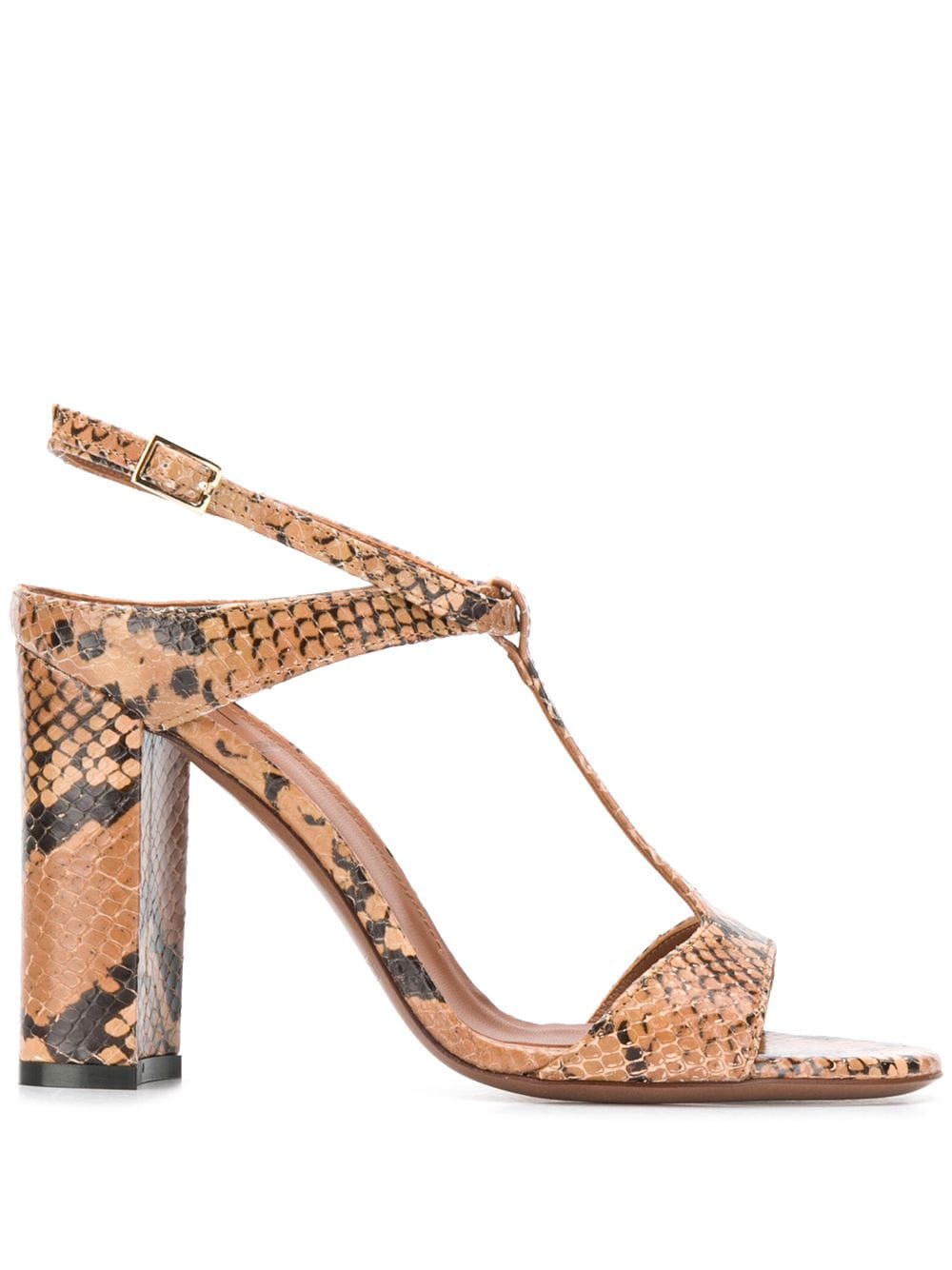 Shop L'autre Chose Snakeskin Effect T-bar Sandals In Brown