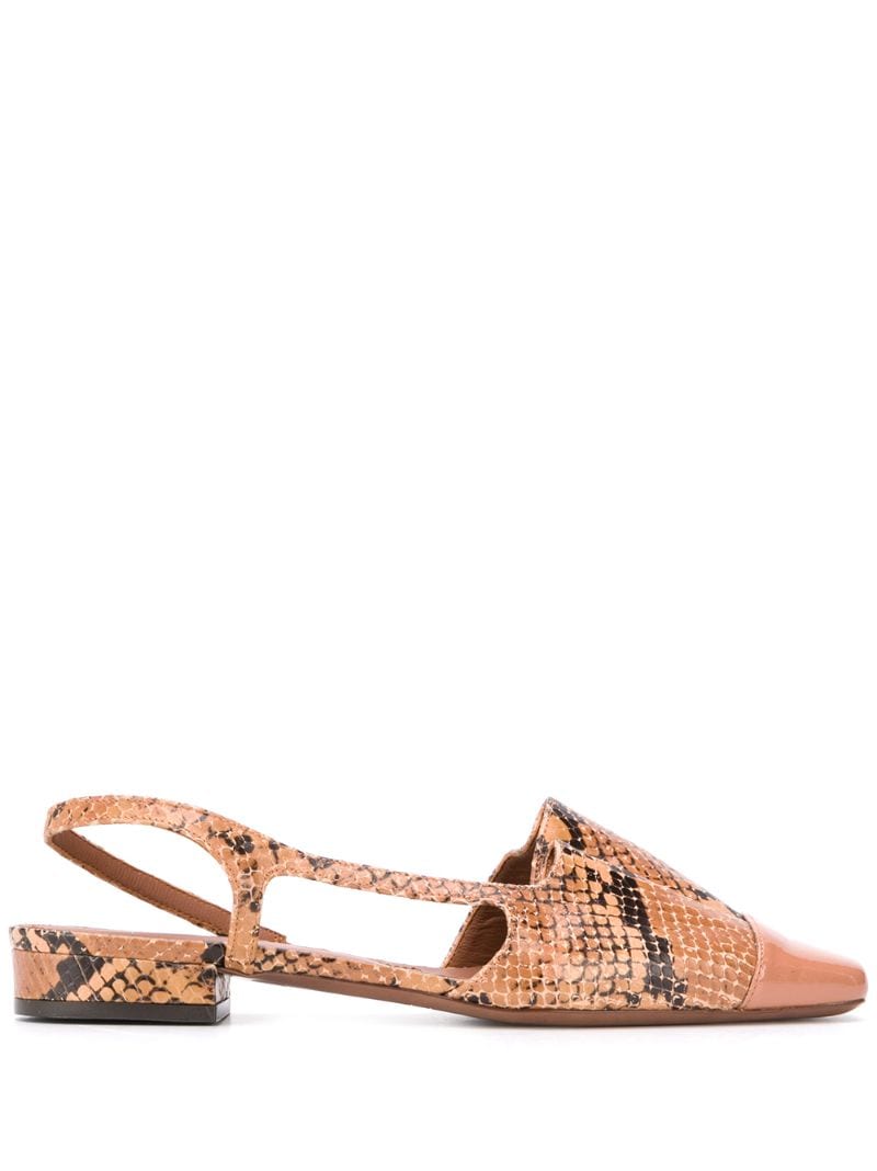 L'AUTRE CHOSE SNAKESKIN-EFFECT SLINGBACK BALLERINAS 