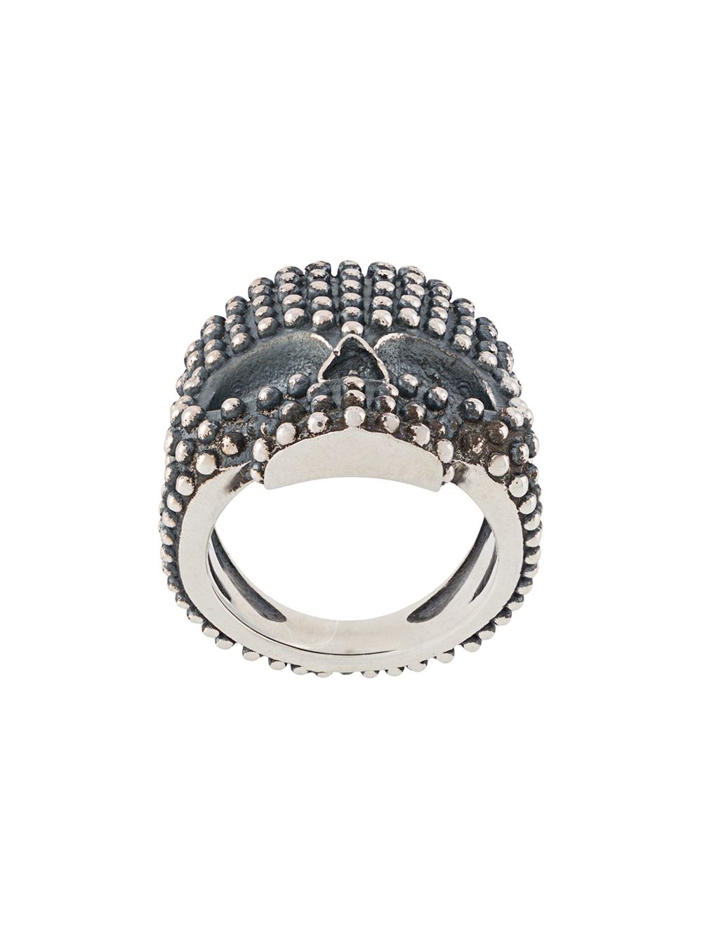 Nove25 Dotted Skull Ring In Silver