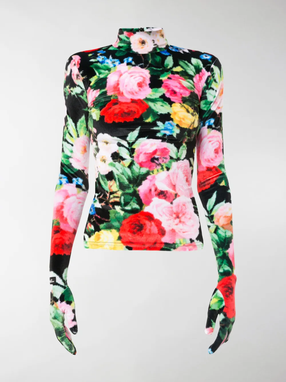 RICHARD QUINN FLORAL FULL SLEEVE VELOUR BLOUSE,14912061