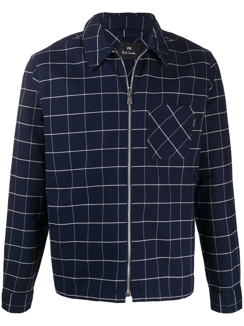 Ps By Paul Smith Grid Print Jacket In Blue