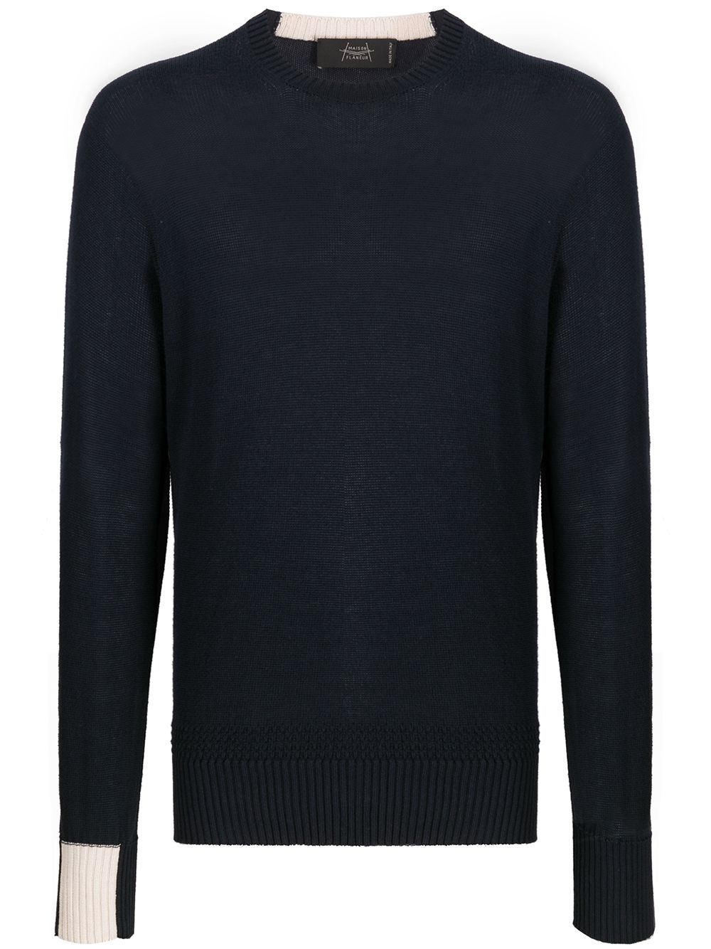 Shop Maison Flaneur Crew Neck Jumper In Blue