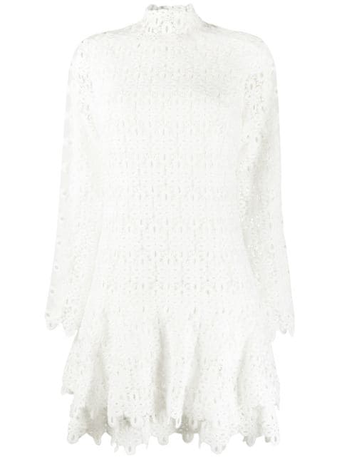 Simkhai geometric-lace tiered mini dress