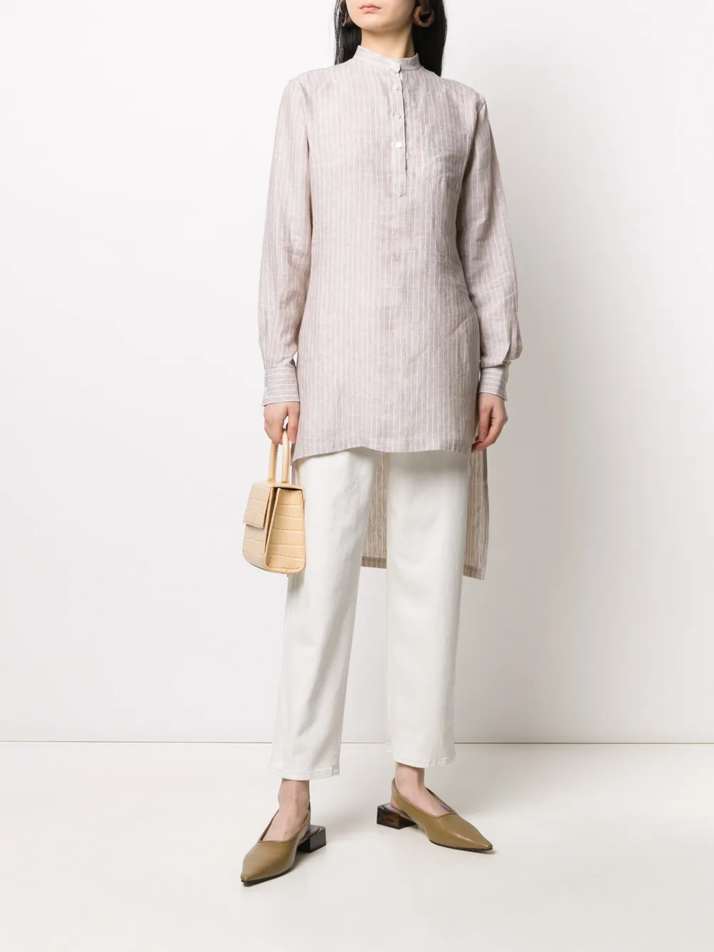 Eleventy Shirt met krijtstreep - Beige