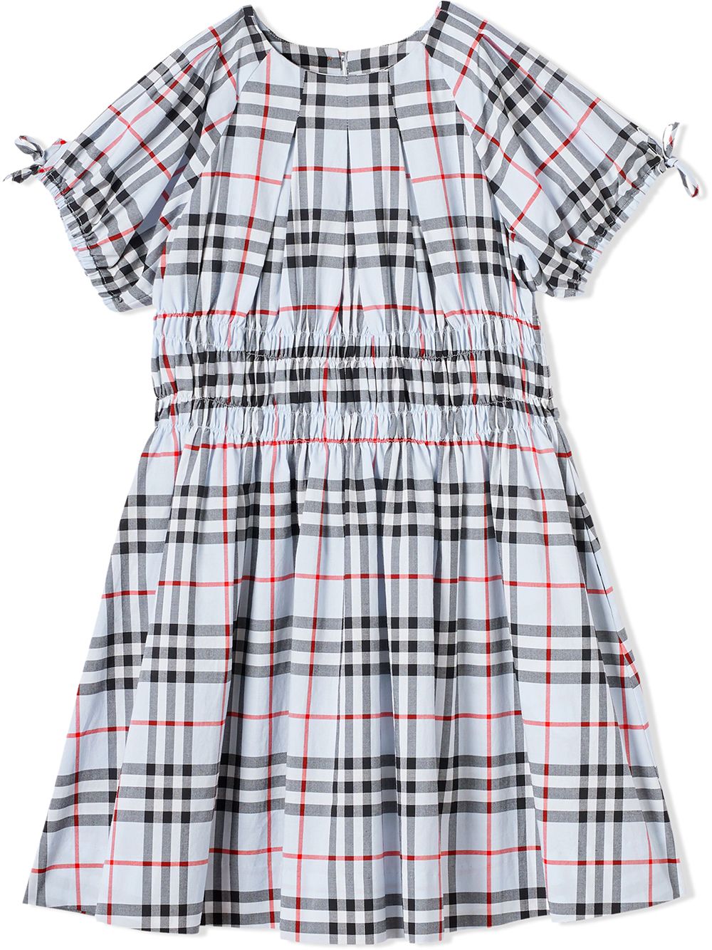 BURBERRY TEEN RUCHED PANEL CHECKED DRESS