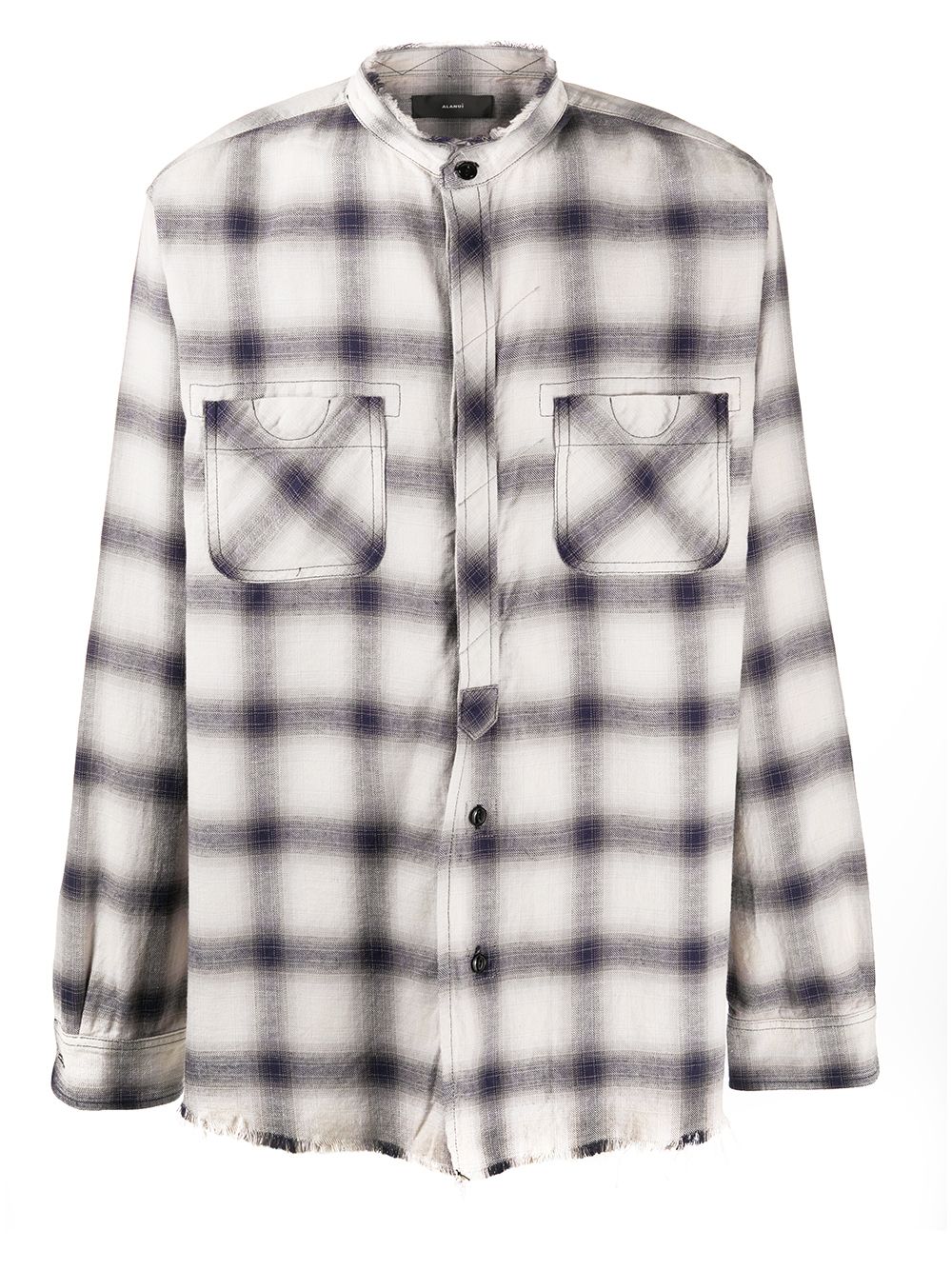 Alanui Plaid Long-sleeve Shirt In Beluga Blu