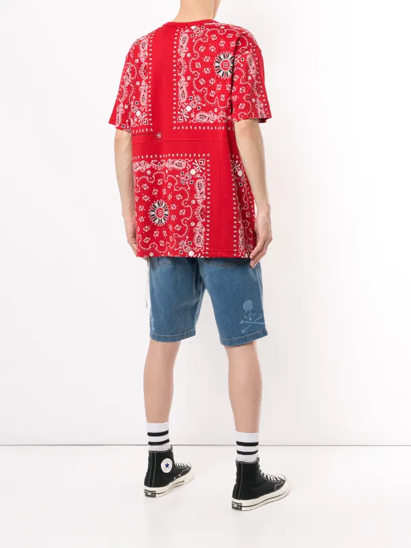 Mastermind World Crew Neck Bandana Print T-shirt | Red | FARFETCH SG