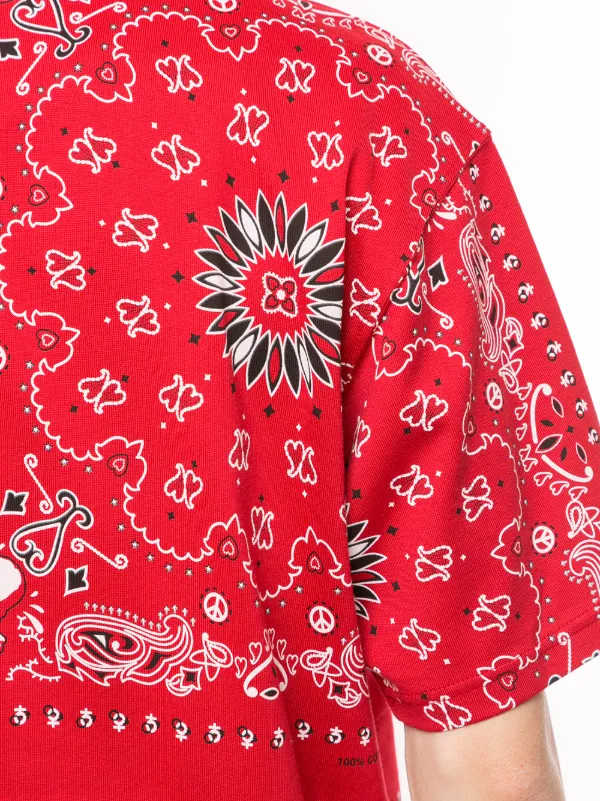Mastermind World Crew Neck Bandana Print T-shirt | Red | FARFETCH