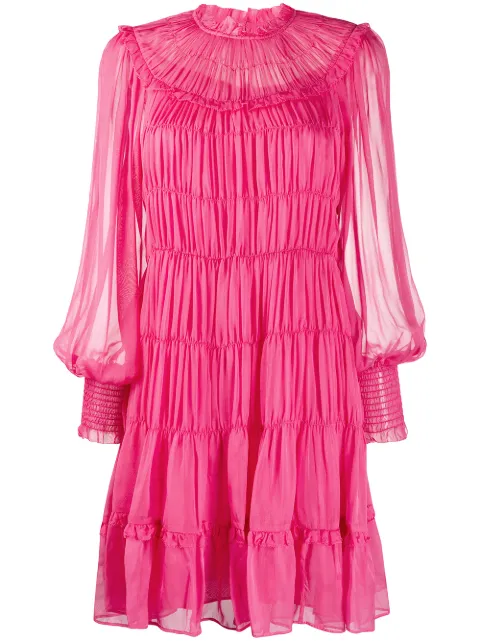 Shop pink Ulla Johnson Emmeline gathered flared dress with Express Delivery - Farfetch