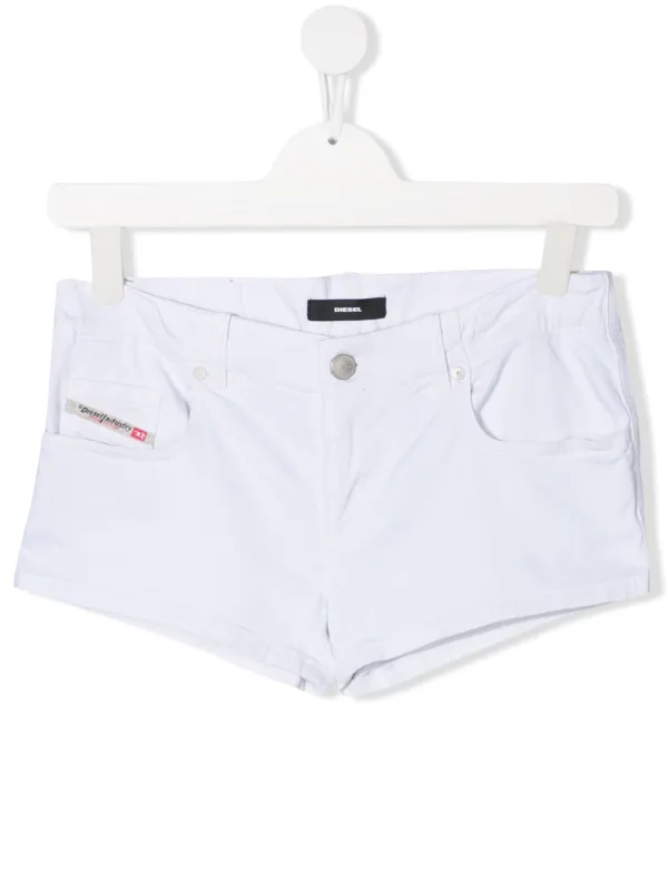 kids white denim shorts