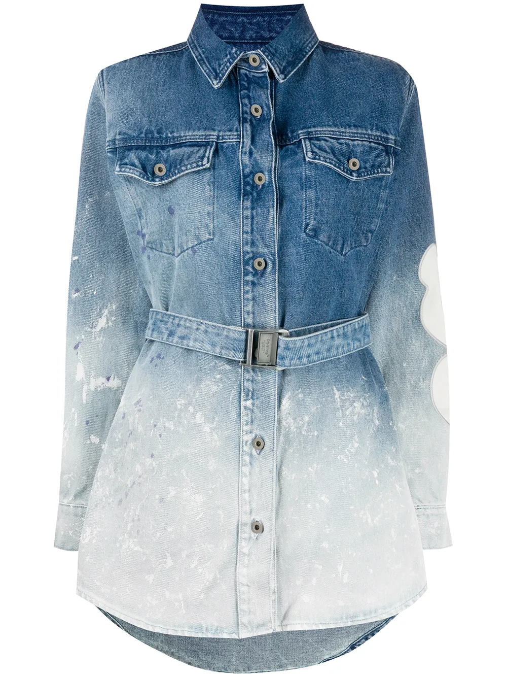 OFF-WHITE GRADIENT DENIM SHIRT DRESS