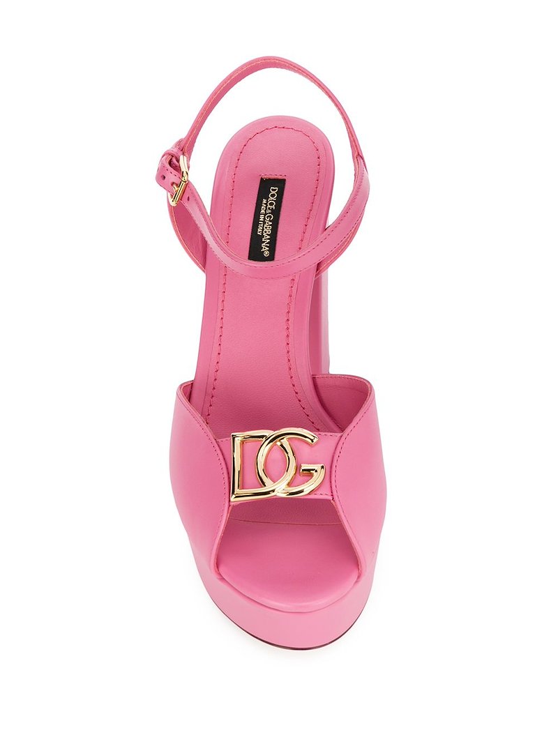 Dolce & Gabbana logo plaque platform sandals pink | MODES