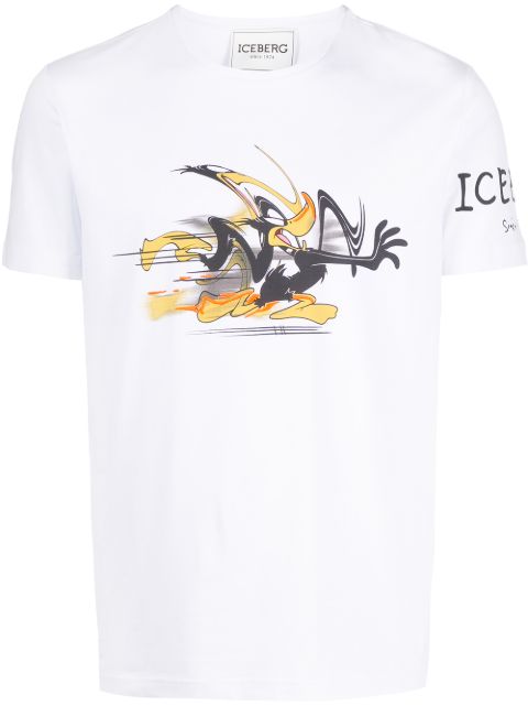 Shop white Iceberg daffy duck-print crew neck T-shirt with Express ...