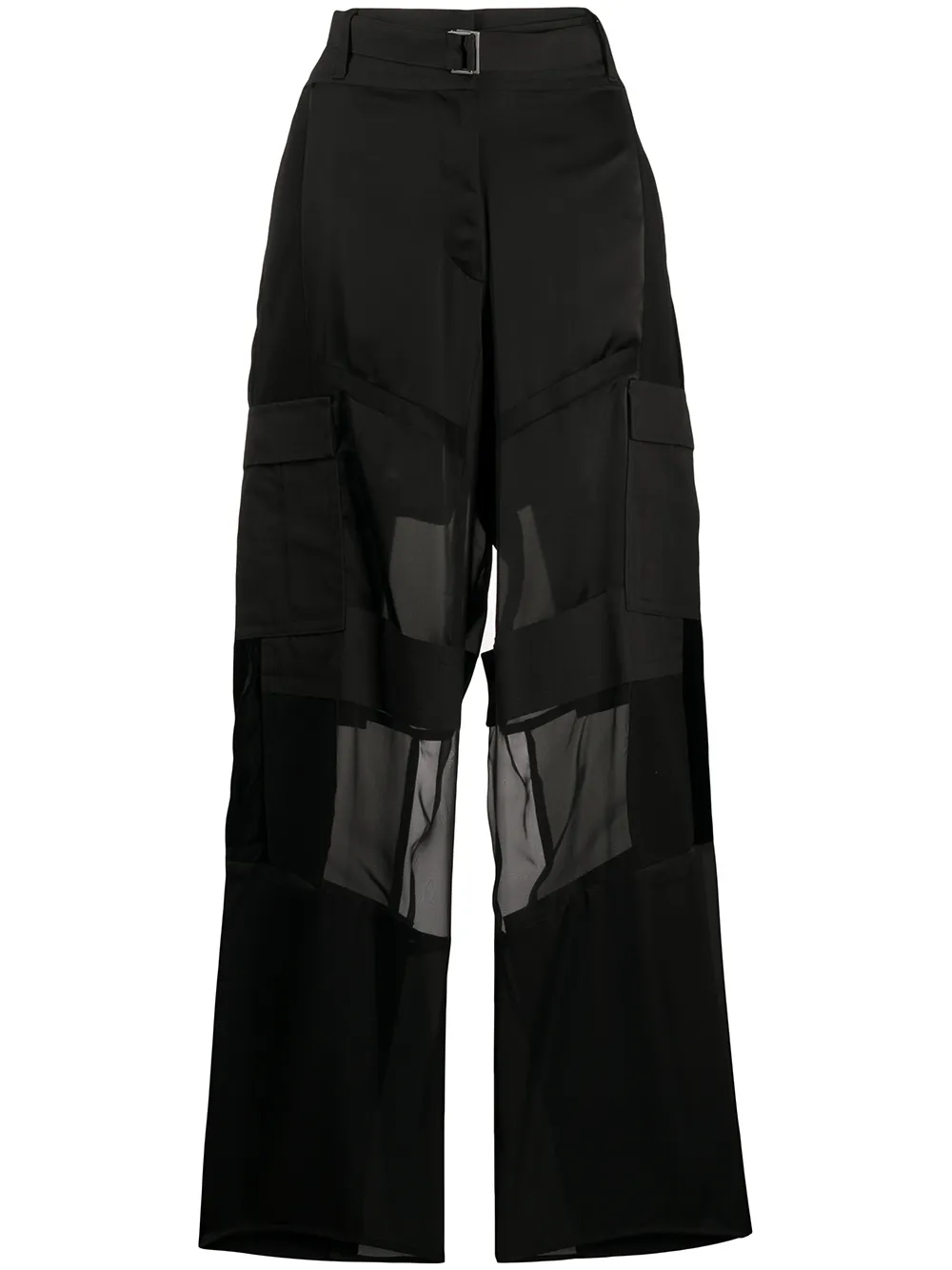 

sacai wide leg sheer panelled trousers - Black