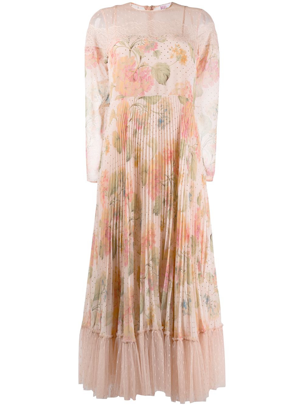 Shop Red Valentino Floral-print Long Dress In Pink