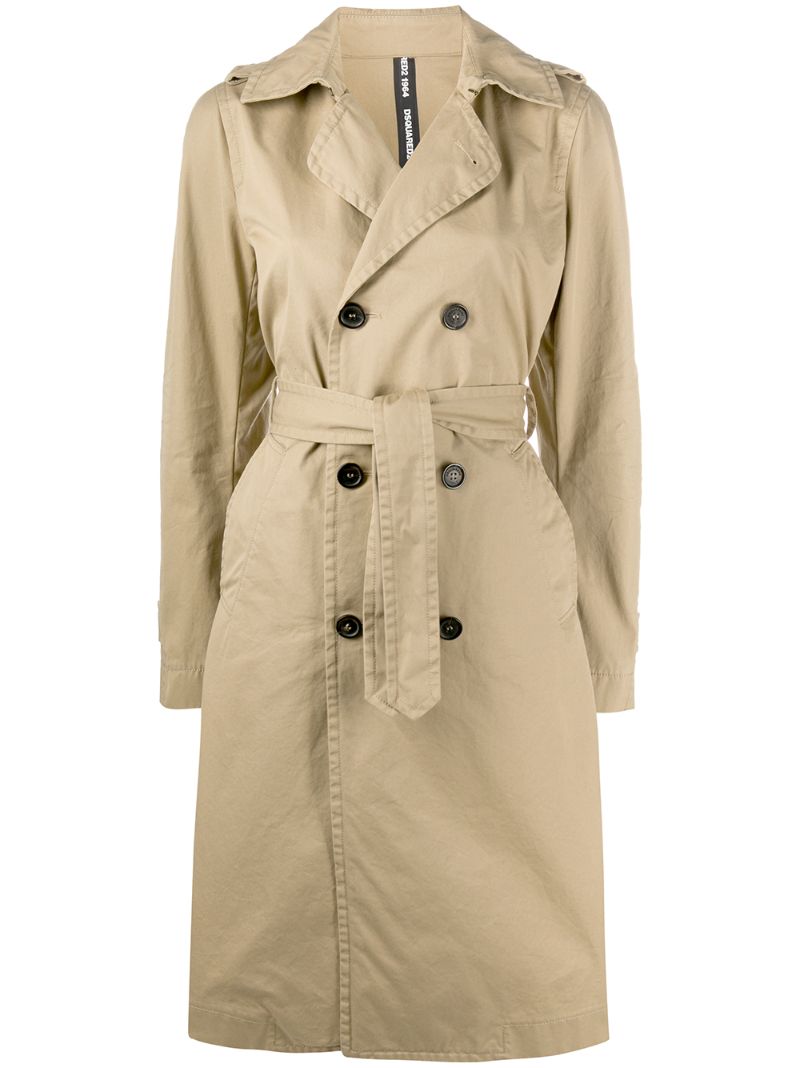 Dsquared2 Double Breasted Trench Coat In Neutrals