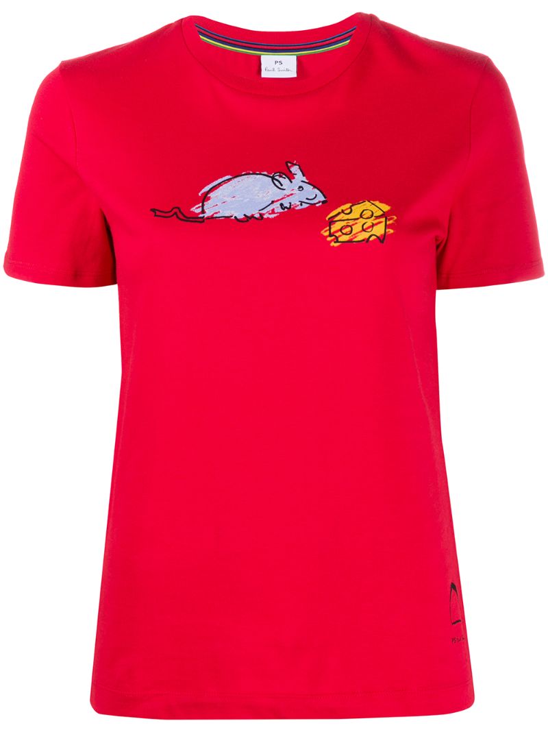 Ps By Paul Smith Mouse And Cheese Print T-shirt In Red