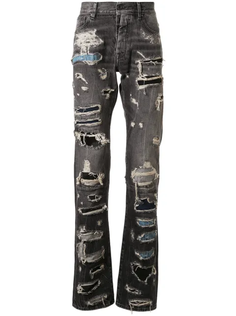 UNRAVEL PROJECT distressed patchwork jeans