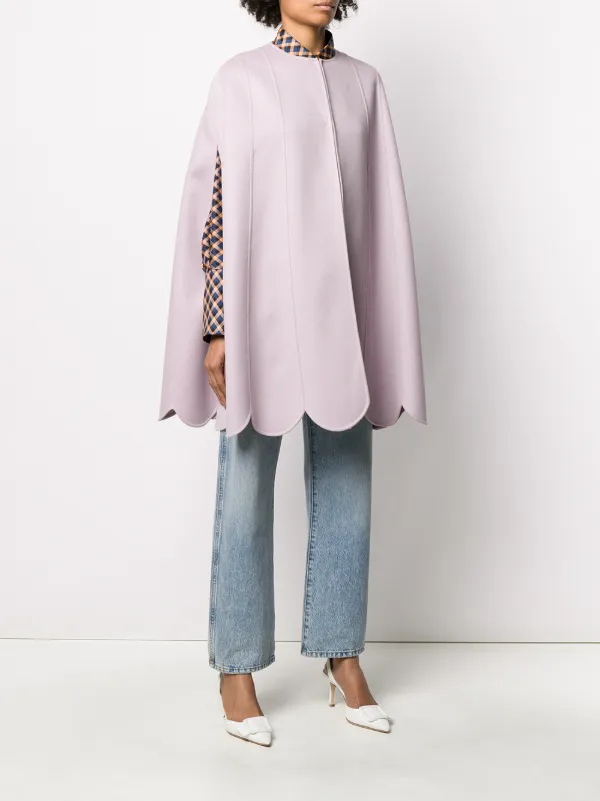 【VALENTINO】スカラップコート40 ピンク ノーカラーコート イタリア製 Valentino Garavani スカラップヘム コート | ピンク | FARFETCH JP