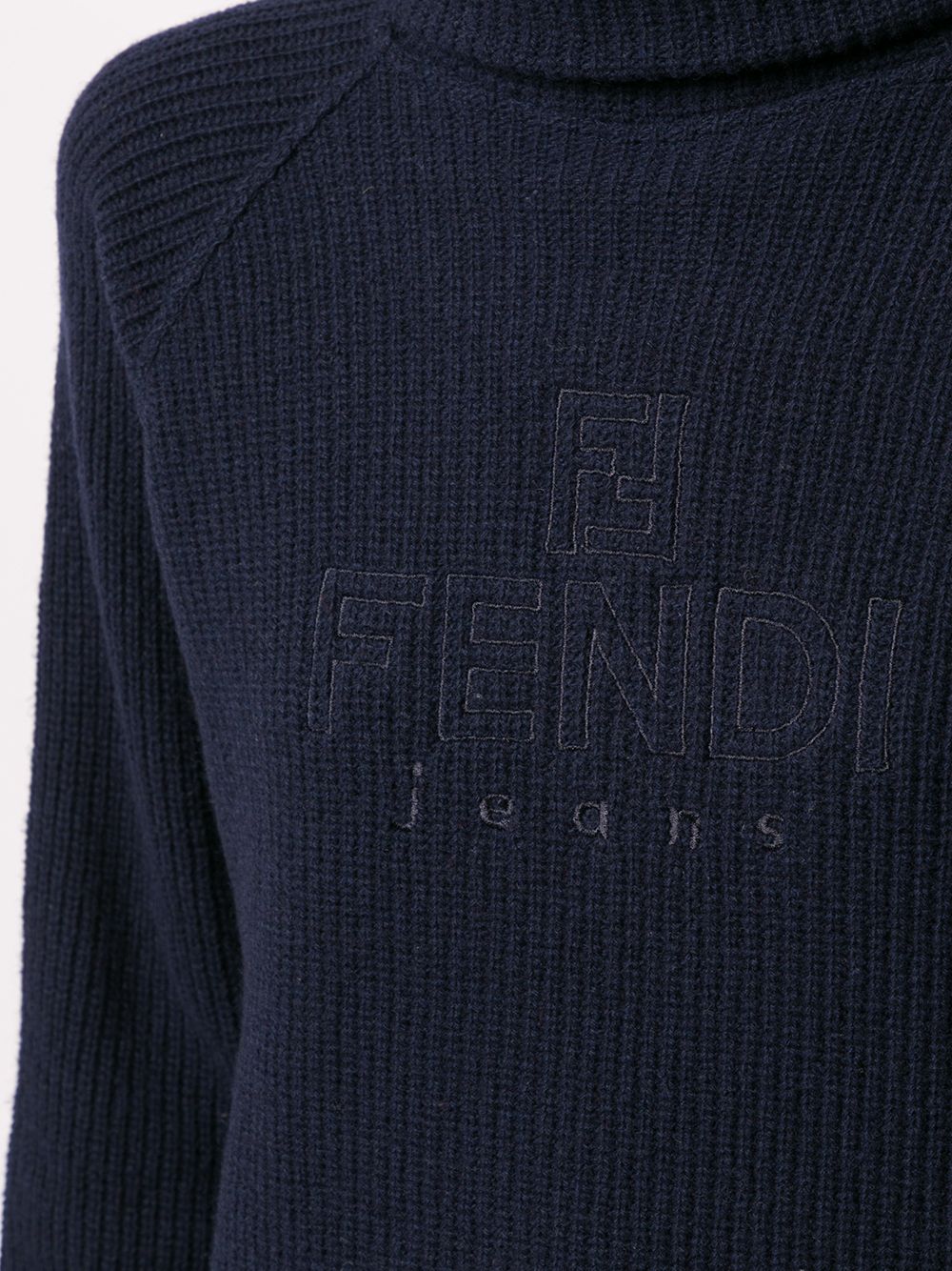 Pre-owned Fendi 1990s Turtleneck Ribbed Jumper In Blue