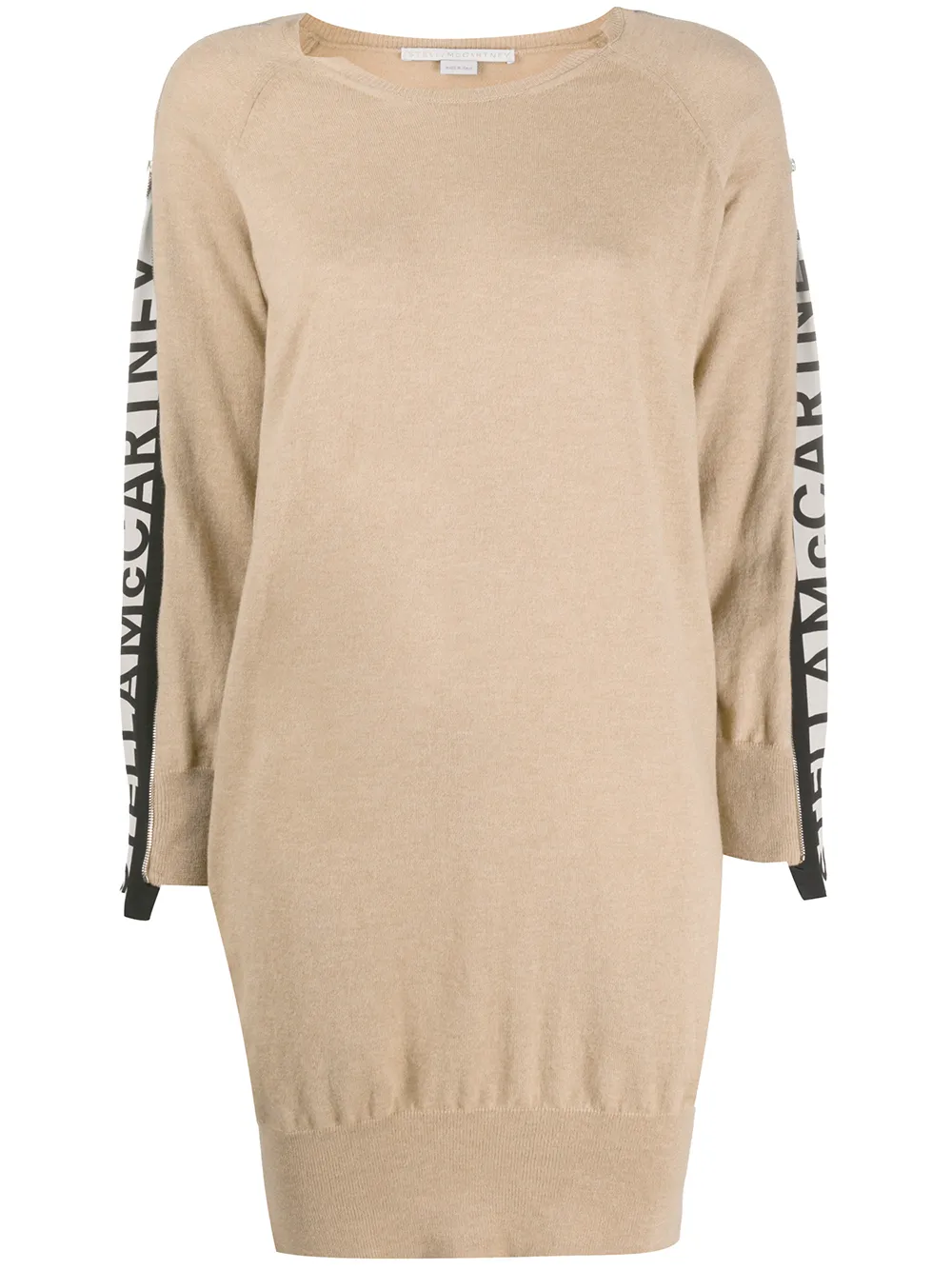 Stella McCartney Strickkleid mit Logo-Streifen - Nude