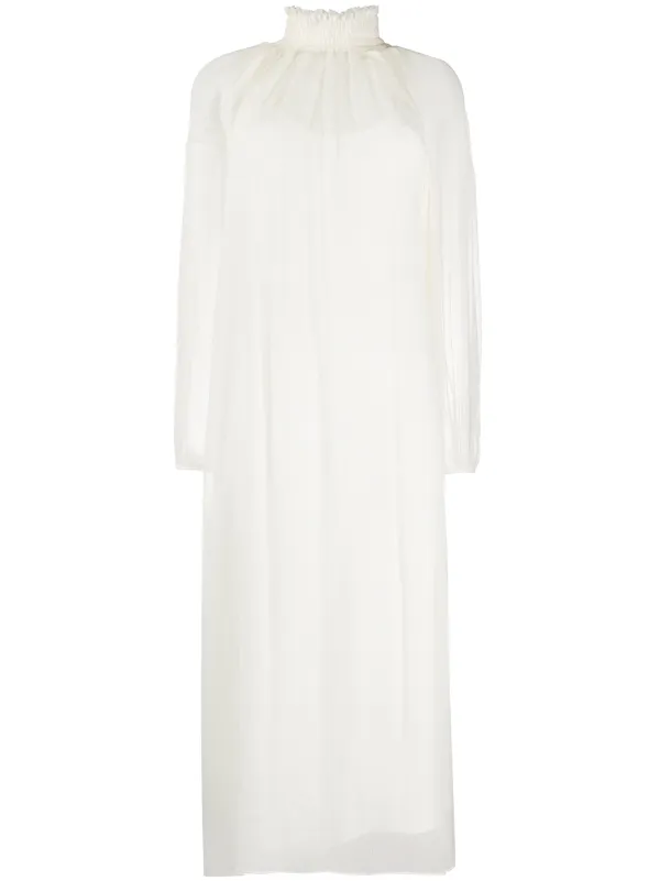 white long sleeve turtleneck dress