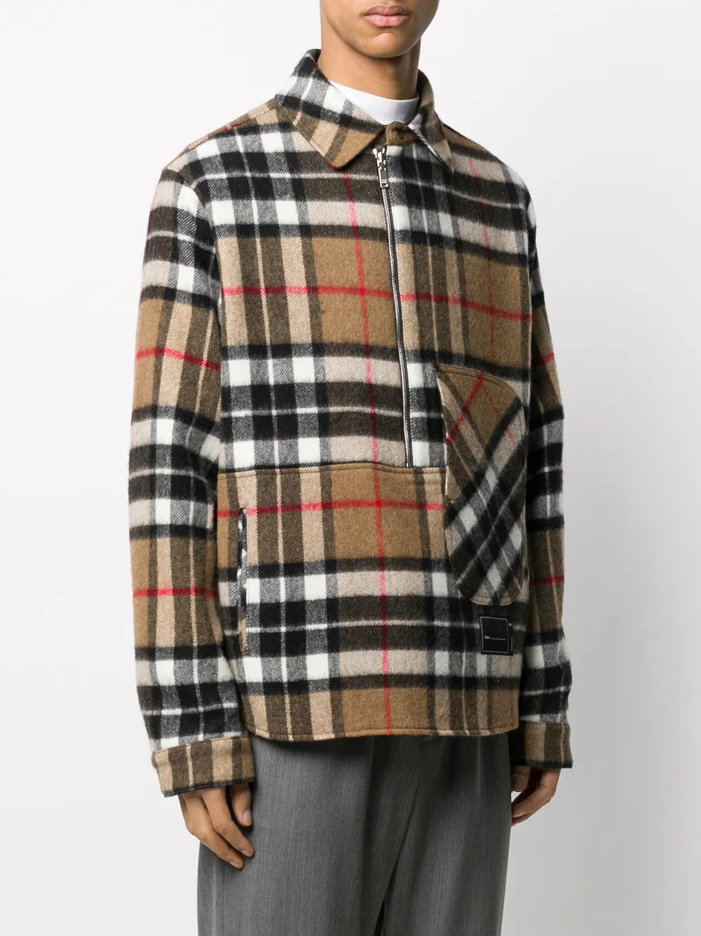 checked half-zip wool shirt