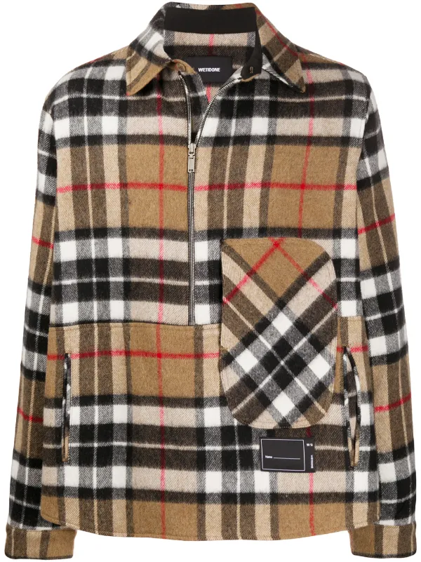 We11done Checked half-zip Wool Shirt - Farfetch