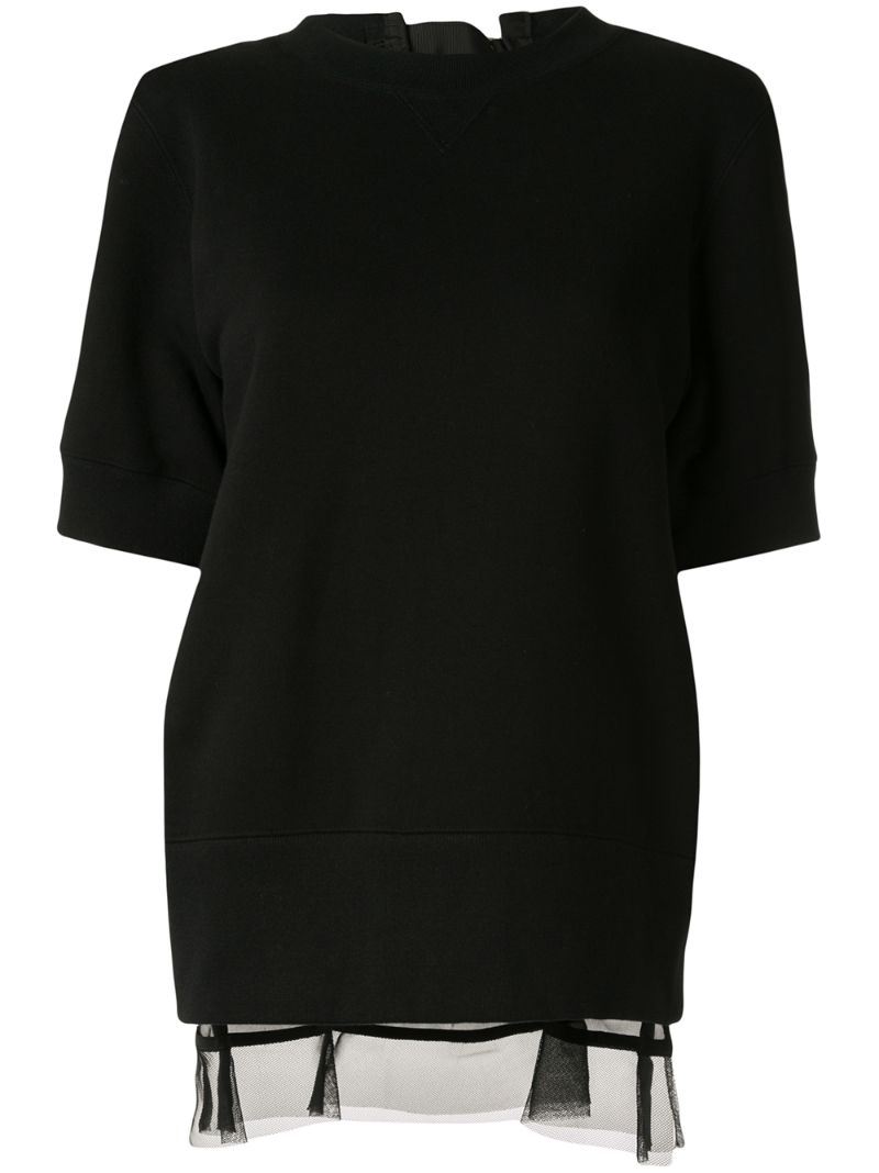 Sacai Organdy-panelled Sweatshirt In Black