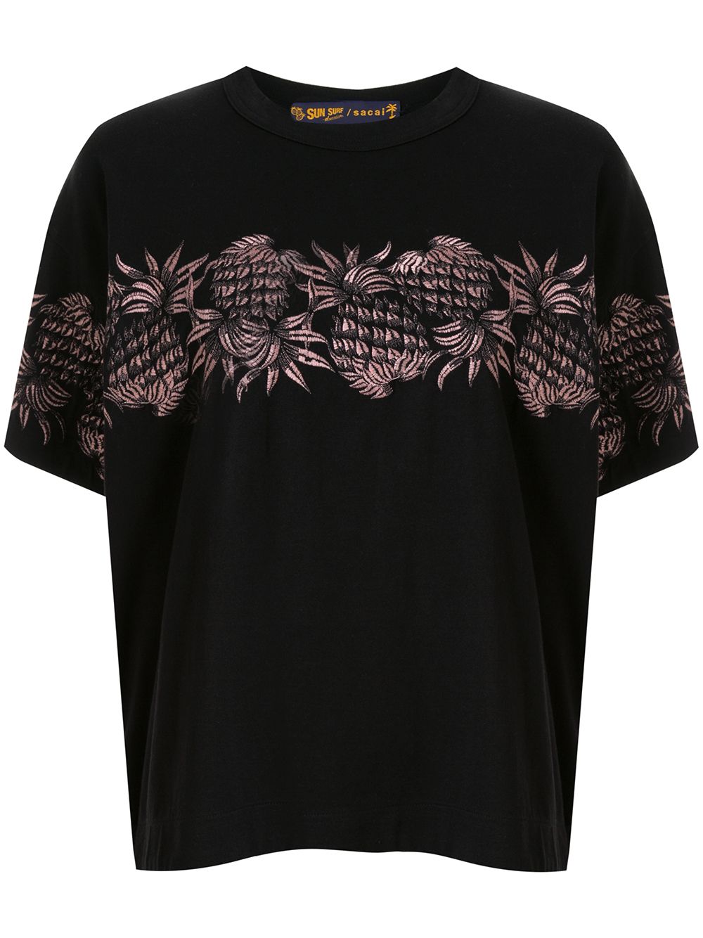 Shop Sacai Embroidered Pineapple T-shirt In Black