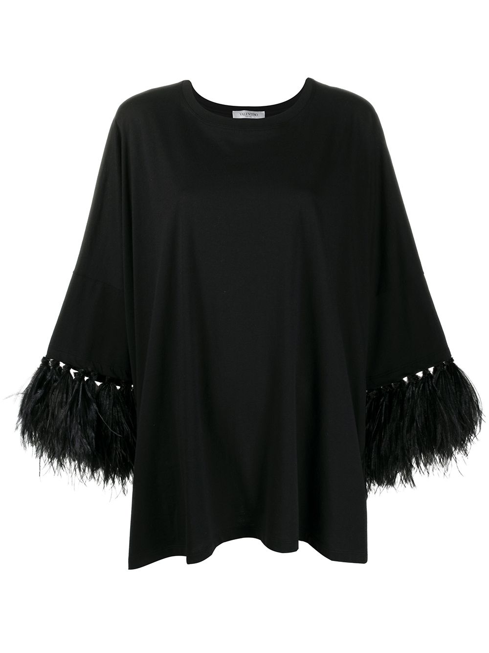 VALENTINO FEATHER EMBROIDERED TOP
