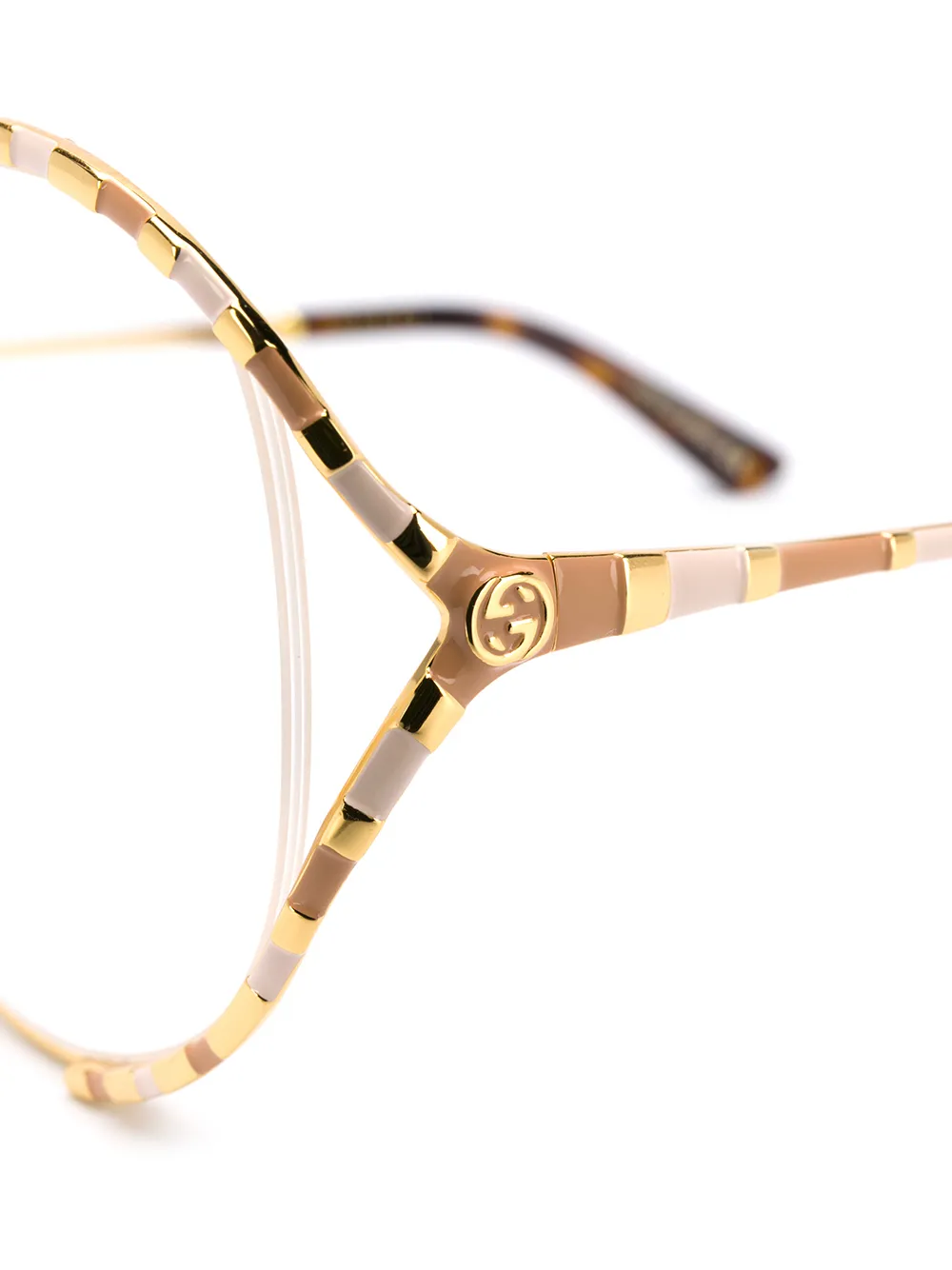 Gucci Eyewear Bril met rond montuur Goud