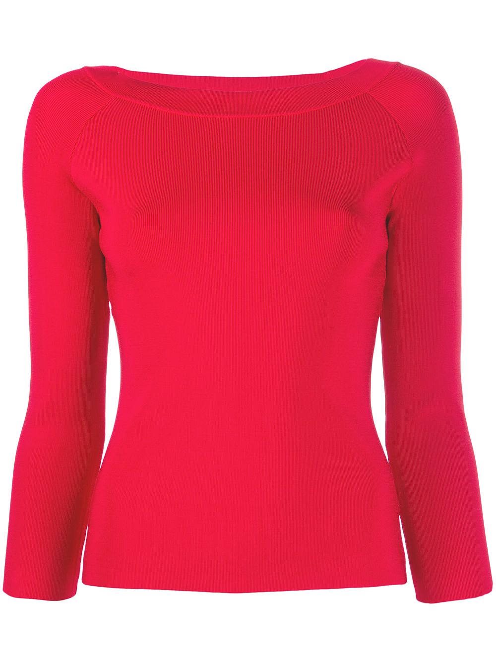 Emporio Armani Three-quarter Sleeve Fitted Top In Red