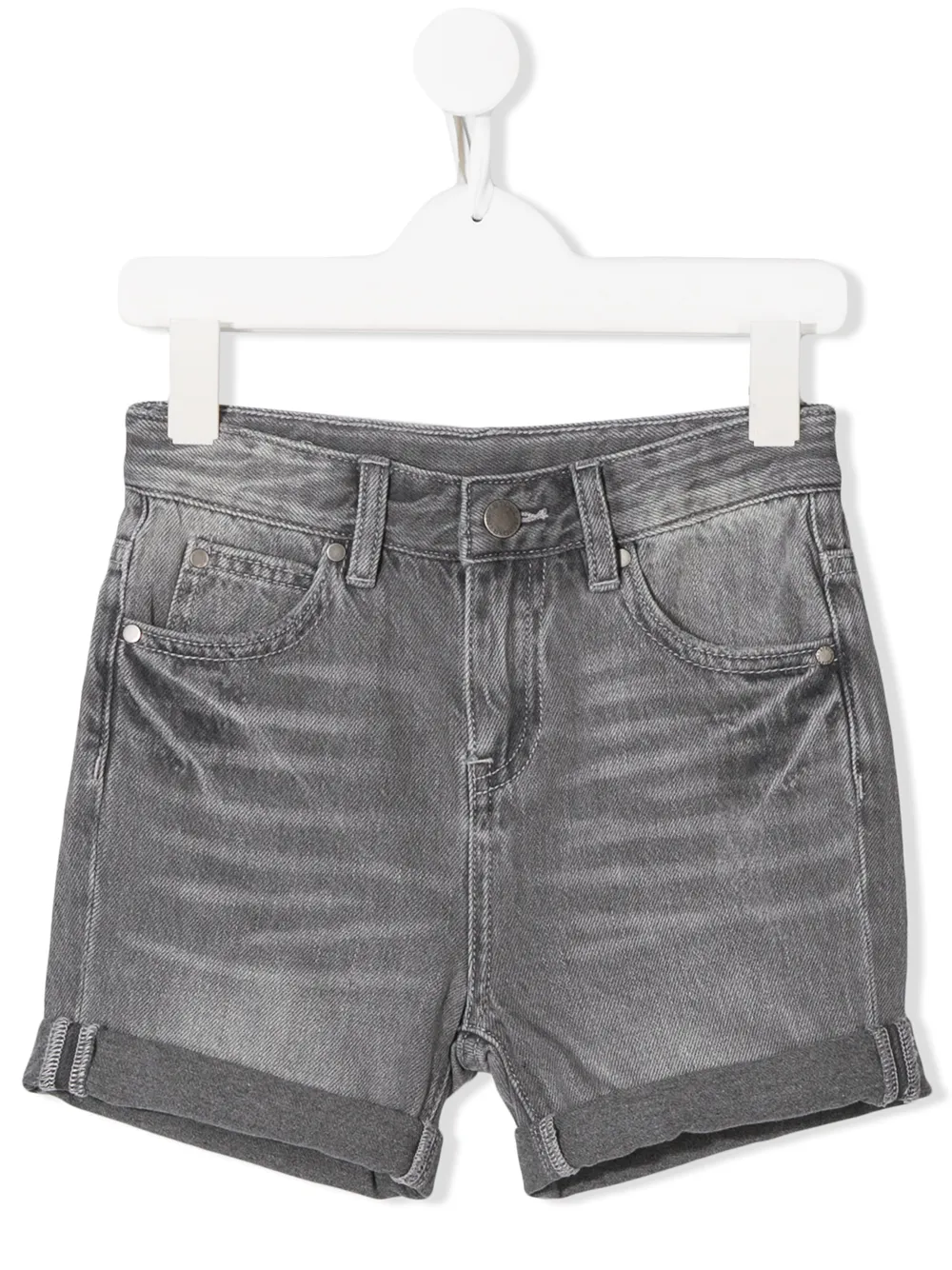 Stella Mccartney Kids' Badge Denim Shorts In Grey