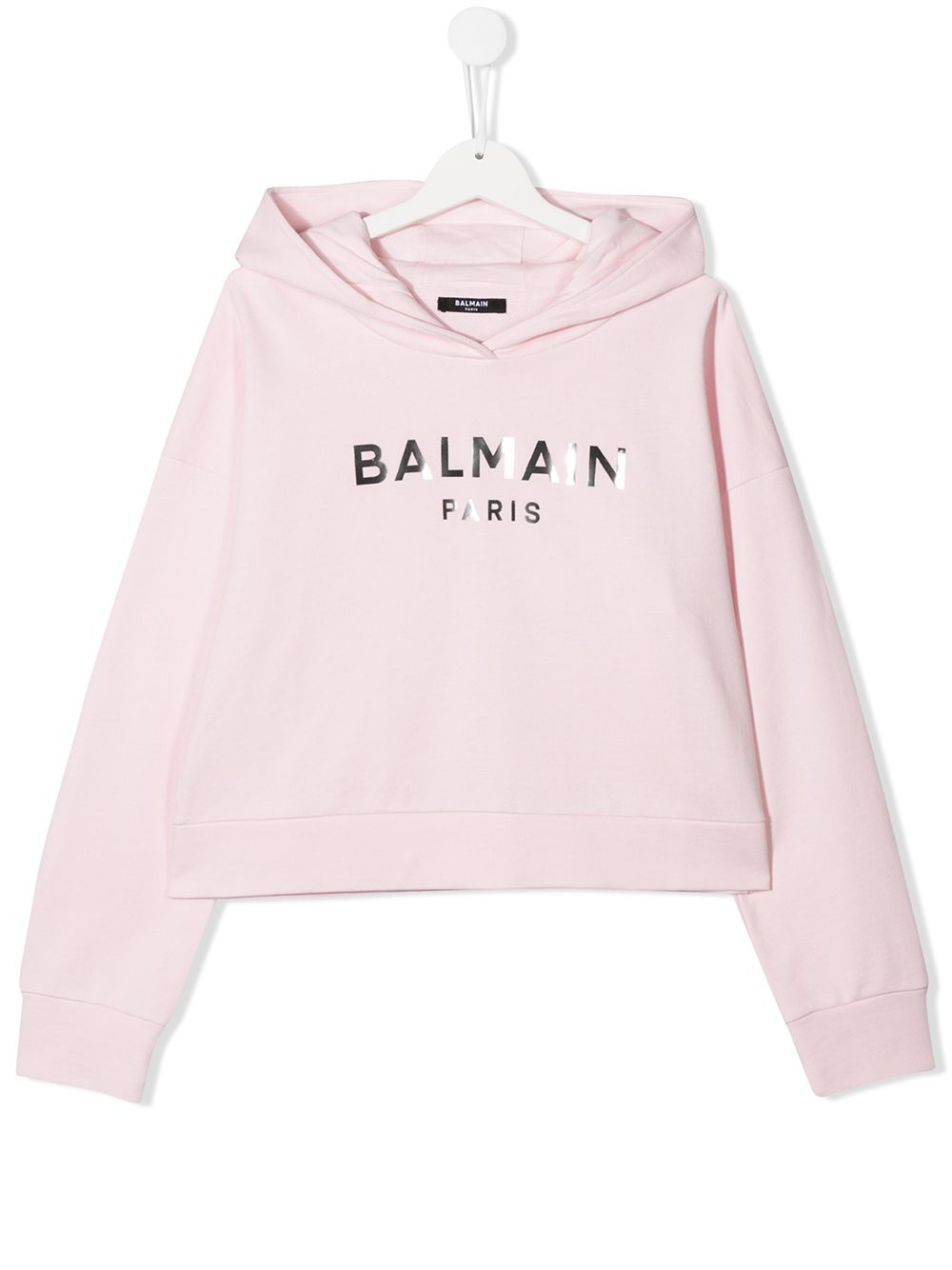 Balmain Kids' Rose Pink Cotton Logo Print Hoodie In Rosa | ModeSens