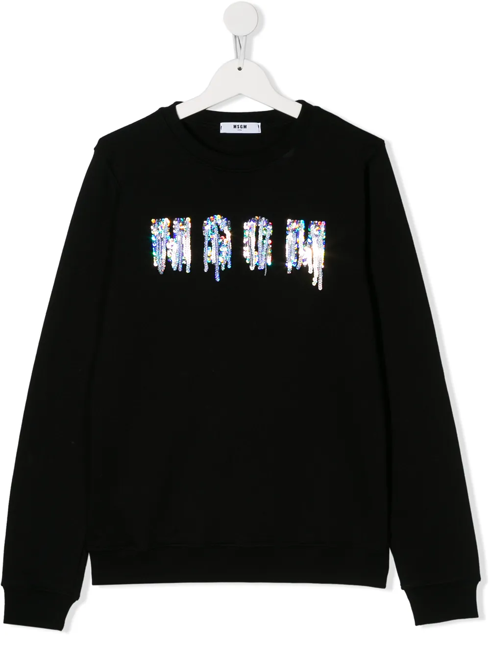 Msgm Teen Sequined Melting Logo Sweatshirt In Black