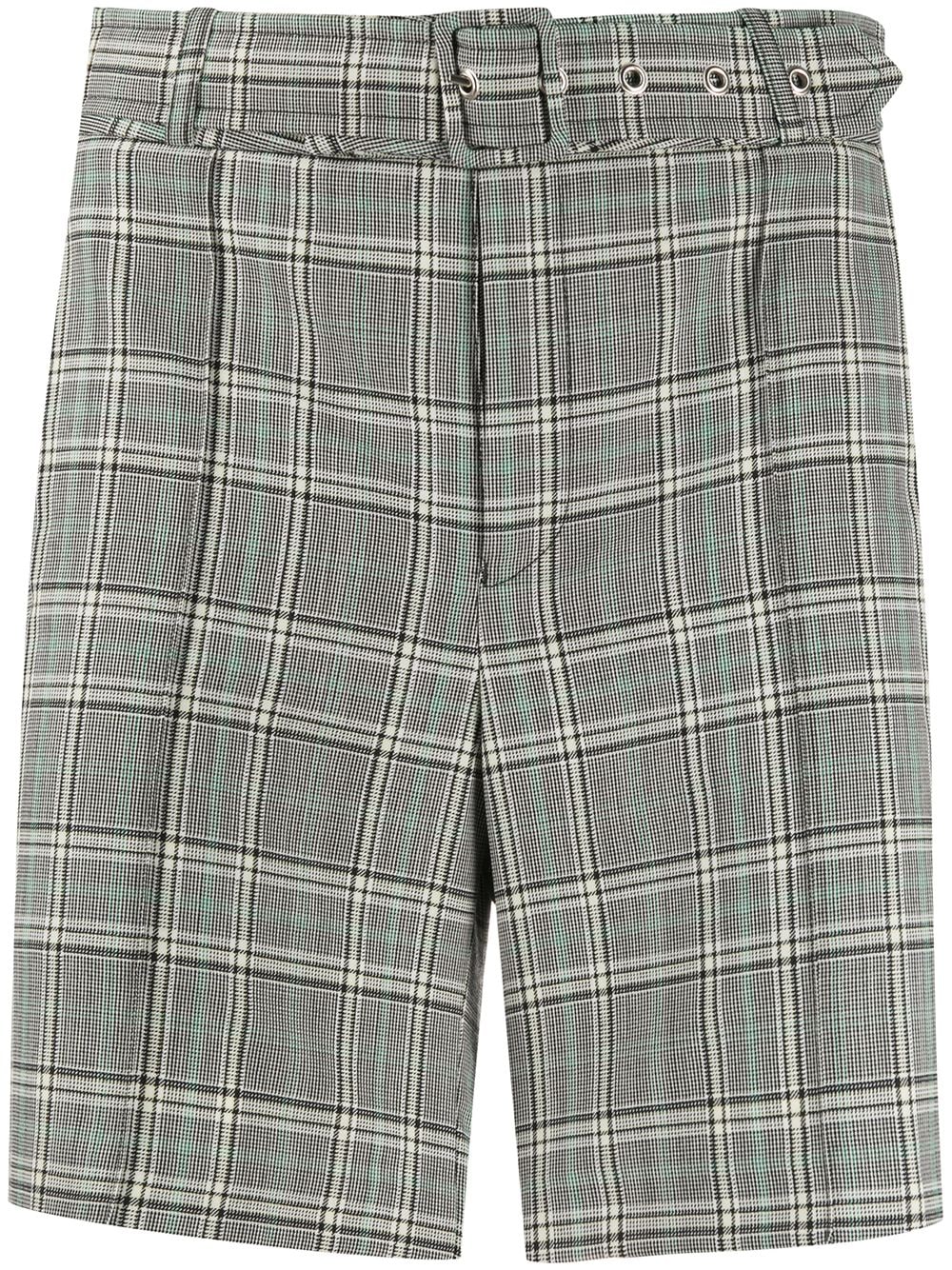 Shop Ernest W Baker Tartan Belted Shorts In Grey