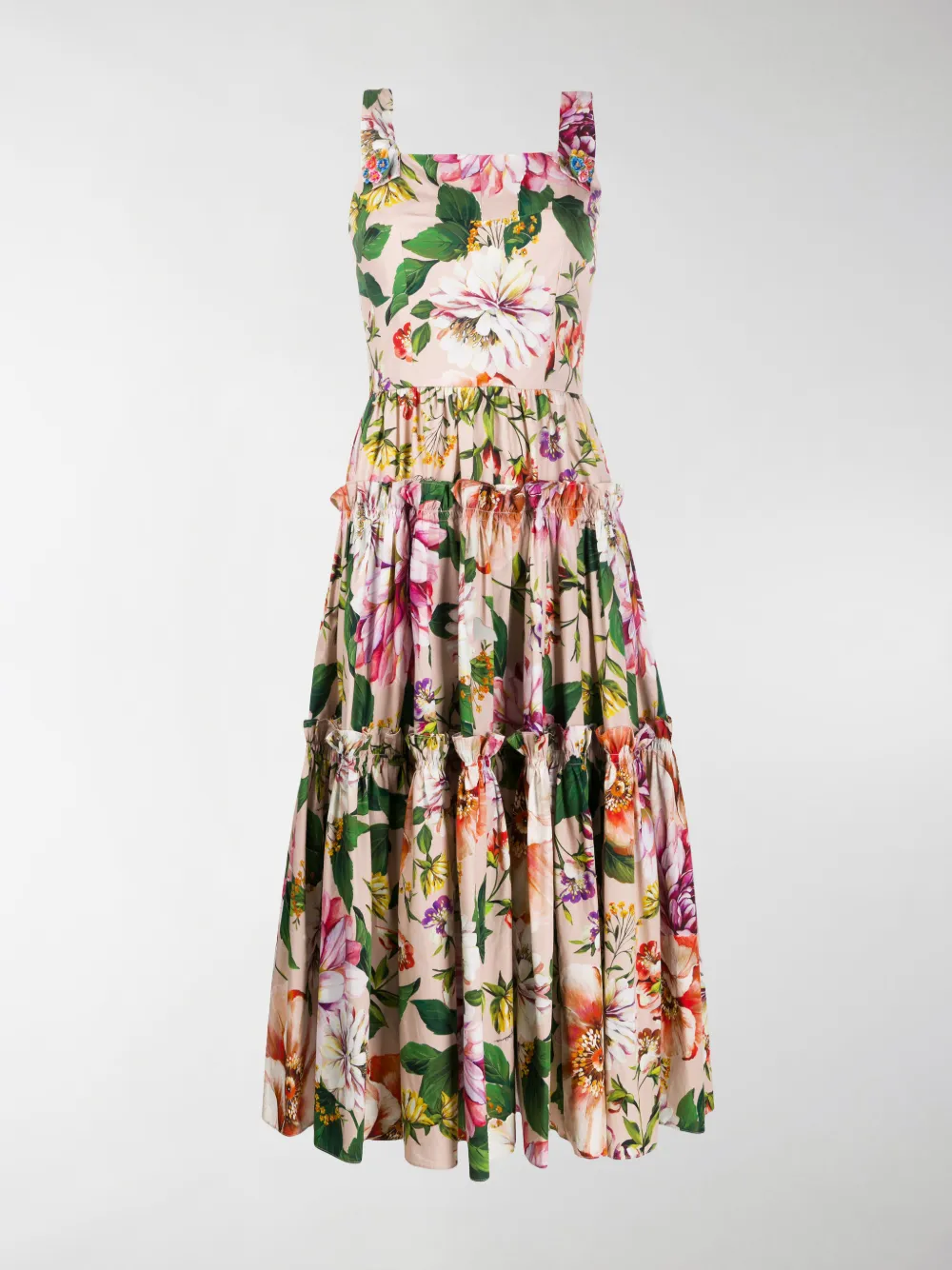 DOLCE & GABBANA FLORAL PRINT PLEATED SLEEVELESS DRESS,F6H5RTHS5F814920744