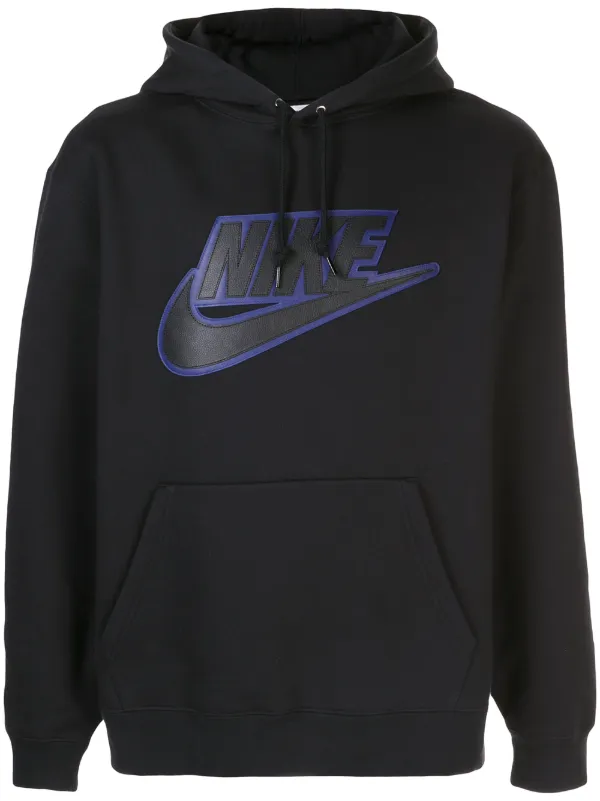 Supreme x Nike Leather Applique Hoodie - Black