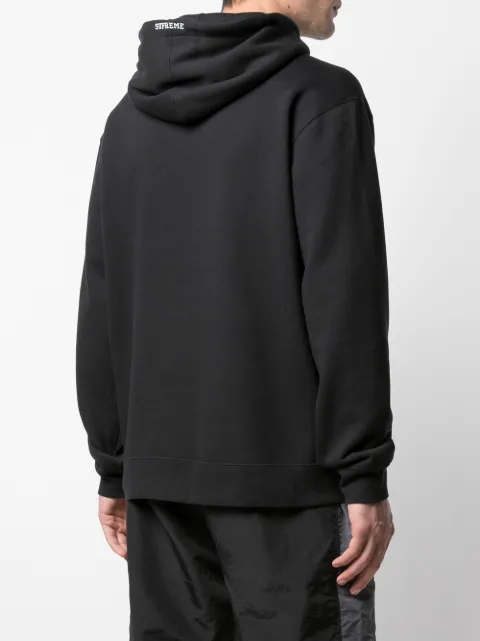 supreme nike leather applique hooded sweatshirt black