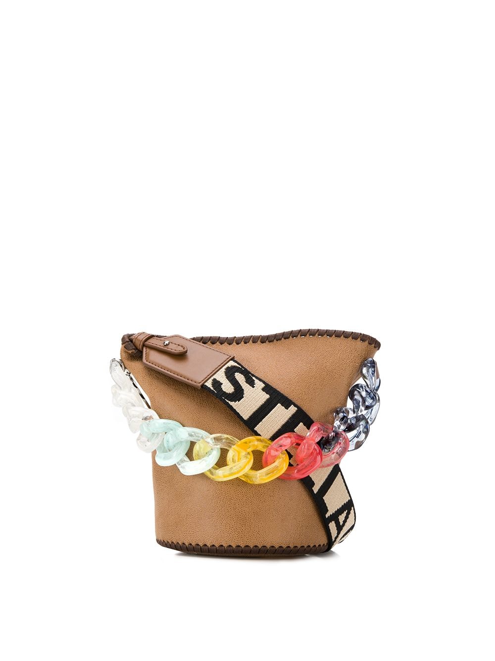 STELLA MCCARTNEY STELLA LOGO RAINBOW CHAIN BUCKET BAG