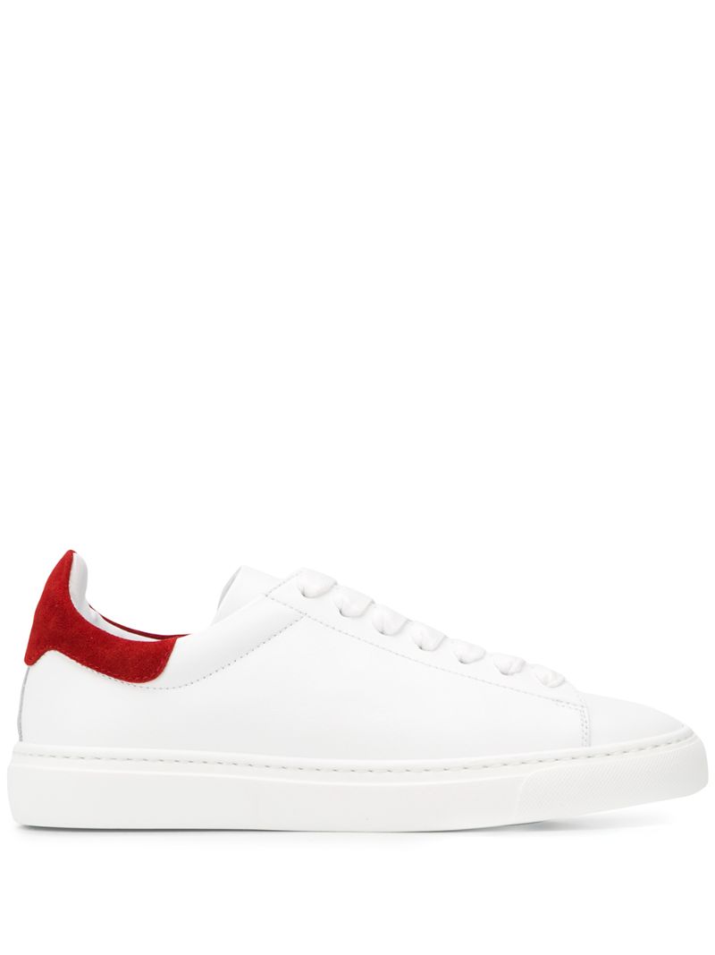 Doucal's Suede Panel Sneakers In White