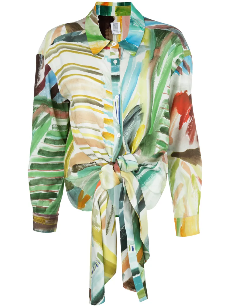 ROSIE ASSOULIN WATERCOLOUR PRINT KNOTTED BLOUSE
