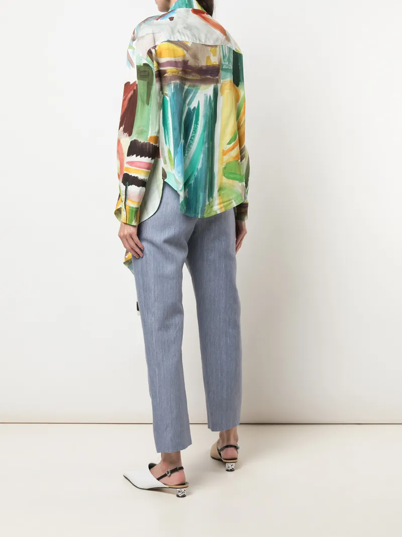 ROSIE ASSOULIN WATERCOLOUR PRINT KNOTTED BLOUSE