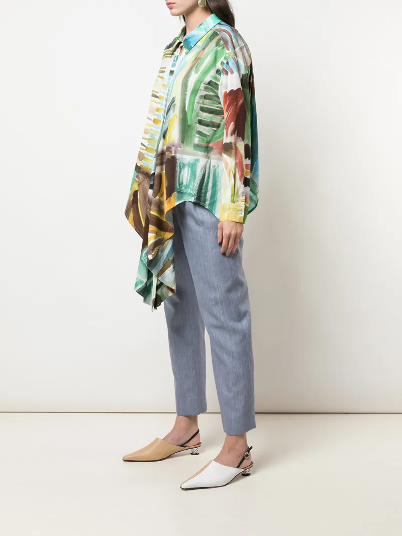 ROSIE ASSOULIN WATERCOLOUR PRINT KNOTTED BLOUSE