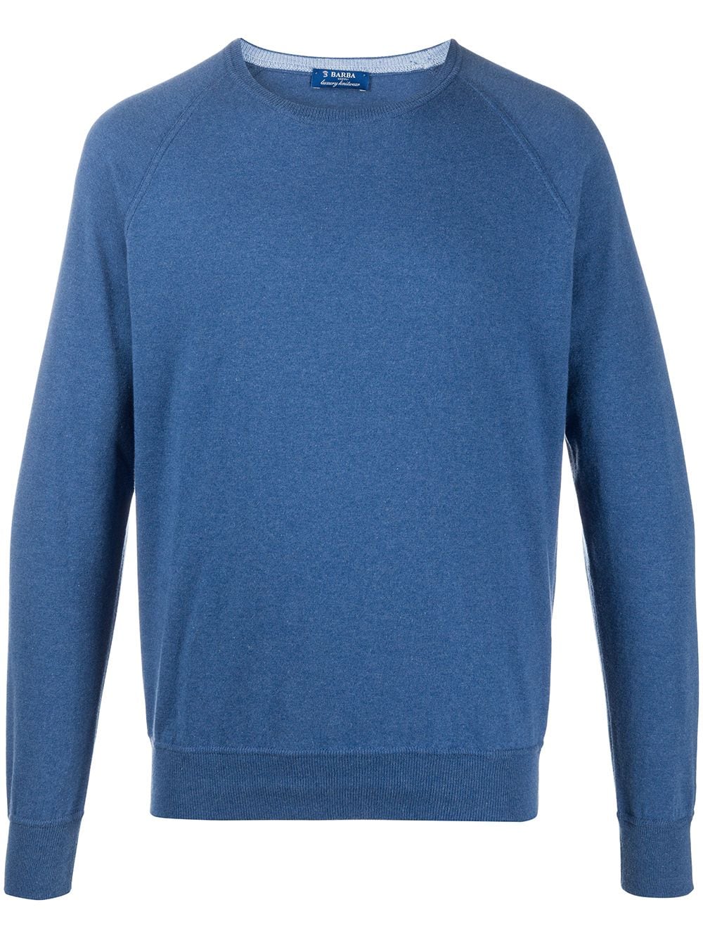 Shop Barba Crew Neck Fine Knit Jumper In Blue